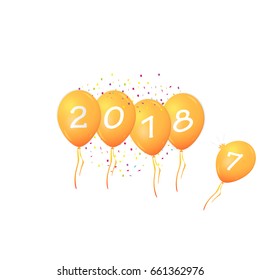 Happy new year 2018 - 2017 balloons Text Design Vector illustration