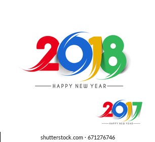 Happy new year 2018 & 2017 Text Design Vector illustration