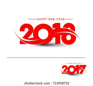 Happy new year 2018 & 2017 Text Design Vector illustration