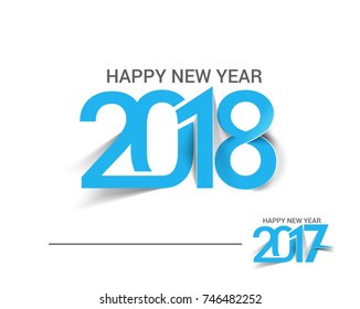 Happy new year 2018 & 2017 Text Design Vector illustration