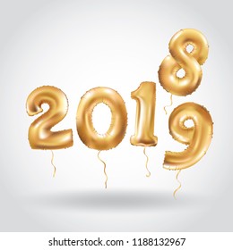 Happy New Year 2018 2019 gold balloons banner