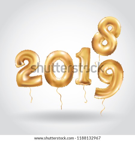 Happy New Year 2018 2019 gold balloons banner