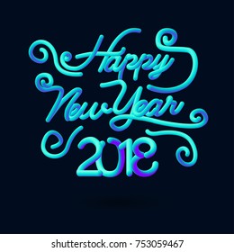 Happy New Year 2018 3D Lettering. Blue Color Typographic vector design. Vector Eps.10