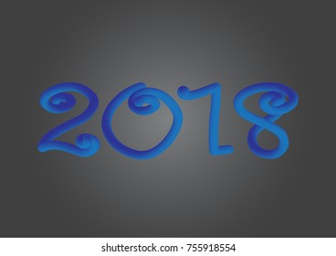 Happy New Year 2018 3D Gold liquid style in Black Isolated Background. Vector design eps.10