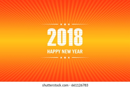 happy new year 2018 with abstract technology pattern on summer orange color background (vector)