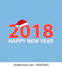 Happy new year 2018. Abstract background. Red color text.