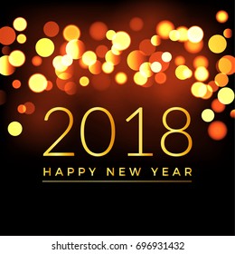 Happy New Year 2018 abstract bokeh background. Vector card design illustration.