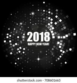 Happy New Year 2018 abstract black and white light background for your design