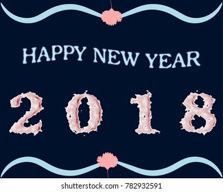 Happy New Year 2018 abstract decorated greeting plain clean vector illustration