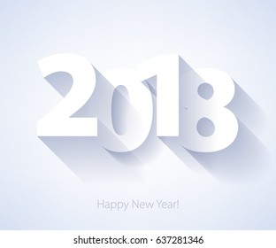 Happy New Year 2018 background. Calendar design typography vector illustration. Paper white design with shadows.