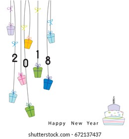 Happy New Year 2018, background or element of a holidays card