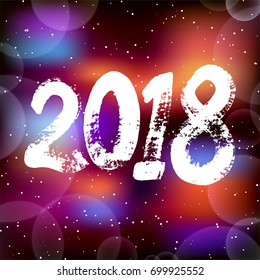 Happy New Year 2018 background decoration. Greeting card design template with confetti. Vector illustration of date 2018 year. Celebrate brochure or flyer.