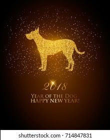 Happy New Year 2018 background. Year of the Dog concept. Vector