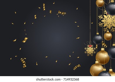 happy new year 2018 background with christmas confetti gold and black colors lace for text 2018