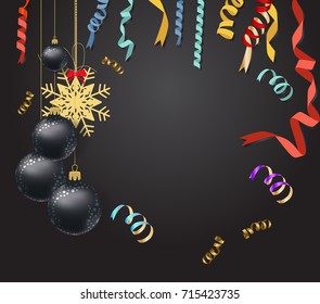 happy new year 2018 background with christmas confetti gold and black colors lace for text