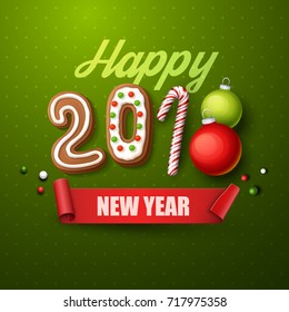 Happy New Year 2018 background. Vector illustration.