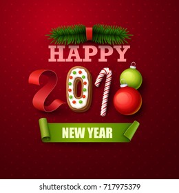 Happy New Year 2018 background. Vector illustration.