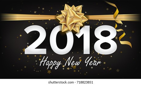 Happy New Year 2018 Background Vector. Beautiful Luxury Holiday Christmas Greeting Card. Xmas Advertising Poster, Brochure, Flyer Template Design. Holiday Illustration
