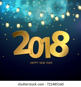 Happy New Year 2018. background with bokeh