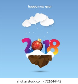 Happy New Year 2018, Background with snow