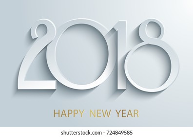 Happy New Year 2018 background. Paper white design with shadows. Decorative background for Christmas and the New Year. Vector