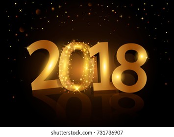 Happy New Year 2018 background decoration or template design greeting card 2018. Vector illustration in a modern style