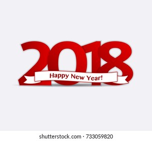 Happy New Year 2018 background. Vector red calendar date
