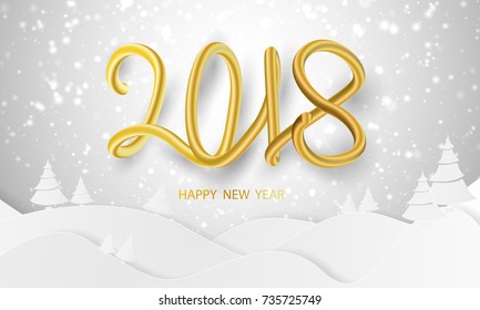Happy New Year 2018. background with beautiful various snowflakes