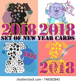 Happy New Year 2018 Background for your Seasonal Greetings Card or Christmas themed invitations. Set of year cards.