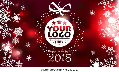 Happy new year 2018 background dark red - vector, eps 10