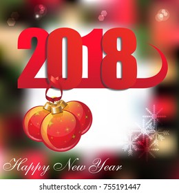 Happy New Year 2018 background decoration. Greeting card design template. Brochure or flyer for the holiday. Vector illustration