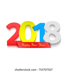 Happy New Year 2018 background. Greeting card design. Vector illustration.