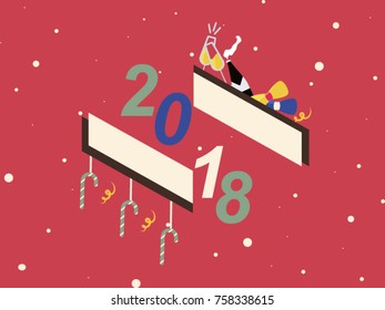Happy new year 2018 background illustration. greeting card for new year.