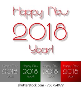 Happy New Year 2018 background. Template for greetings card, flyers, invitation, posters, brochure, banners, calendar. Elegant red inscription on white background. Vector illustration. EPS10.