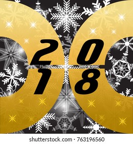 Happy New Year 2018 background decoration. Greeting card design template. Brochure or flyer for the holiday. Vector illustration