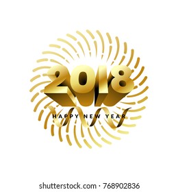 Happy New Year 2018 background. Greeting card design template 2018. Vector illustration of date 2018 year. Celebrate brochure or flyer.