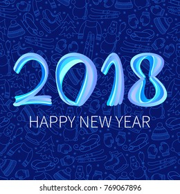 Happy New year 2018. The background design. Greeting card, poster, banner. Vector illustration.