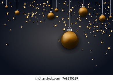Happy New Year 2018 background with christmas ball, Gold, poster, design, Holiday Vector Illustration, Celebration background,