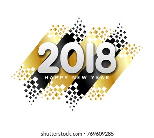Happy New Year 2018 background. Greeting card design template 2018. Vector illustration of date 2018 year. Celebrate brochure or flyer.