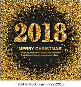 Happy New Year 2018 background. 
Holiday colors. Christmas concept. Vector illustration eps10.