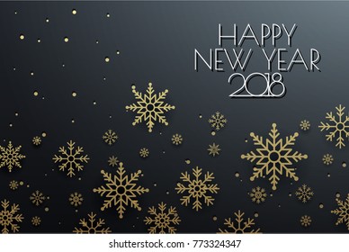 Happy New Year 2018 Background with Snowflake Design. Happy Holiday Theme. Vector illustration