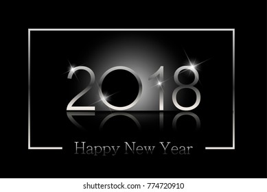 Happy new year 2018 background in silver frame 