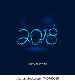 Happy New Year 2018 background.Colorful greeting card design.Vector illustration for holiday design. Party poster, greeting card, banner or invitation template.