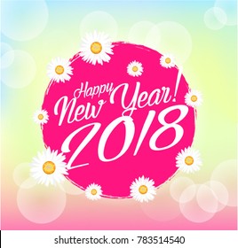 Happy New year 2018, Beautiful greeting card with bunch flowers background