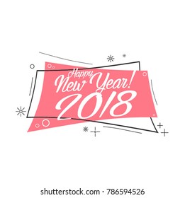 Happy new year 2018, beautiful greeting card with pink label