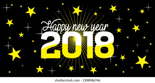 happy new year 2018 with black background/template vector