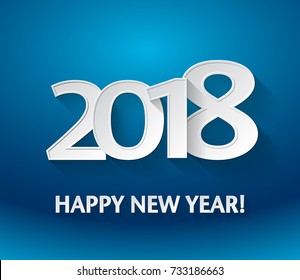 Happy New Year 2018 blue background. Vector calendar date