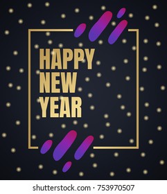 Happy New Year 2018 blue and gold collors. Vector Illustration.