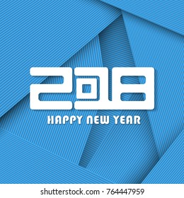 Happy New Year 2018 blue modern card. Vector illustration