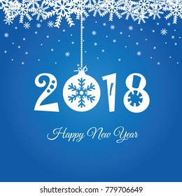 happy new year 2018 in blue color illustration